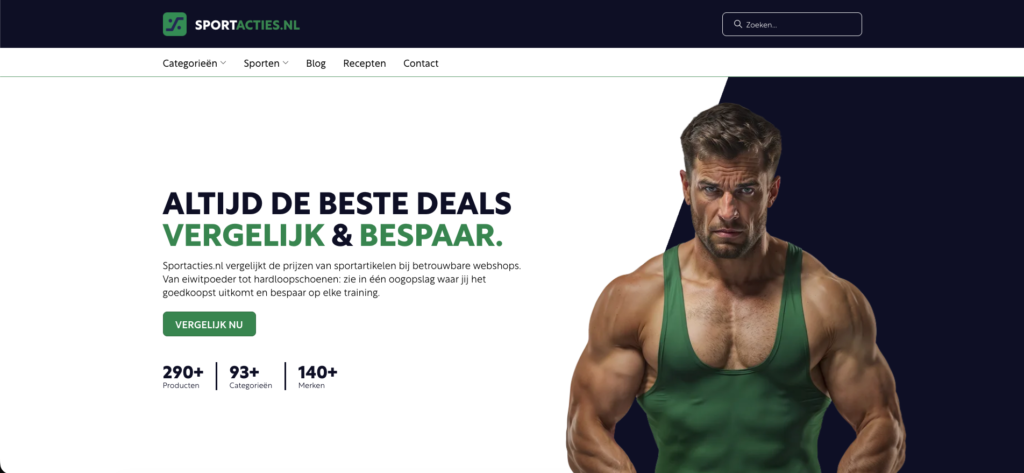 Screenshot van Sportacties.nl